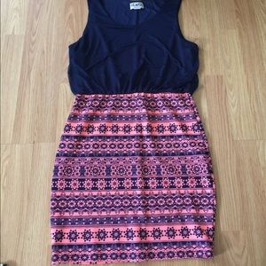 Navy blue and pink dress